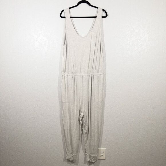 NWT Market & Spruce Light Grey‎ Andice Elastic Waist Lounge Jumpsuit 2X - Picture 1 of 9